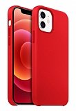 Buff Rubber Fit iPhone 12 / 12 Pro 6.1 inç Kırmızı Silikon Kılıf