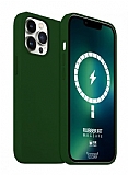 Buff Rubber Fit iPhone 12 / 12 Pro MagSafe Özellikli Dark Green Silikon Kılıf