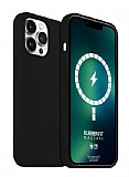 Buff Rubber Fit iPhone 12 / 12 Pro MagSafe Özellikli Siyah Silikon Kılıf