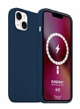 Buff Rubber Fit iPhone 13 MagSafe Özellikli Navy Blue Silikon Kılıf