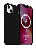 Buff Rubber Fit iPhone 13 MagSafe Özellikli Siyah Silikon Kılıf