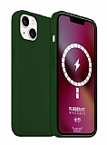 Buff Rubber Fit iPhone 13 MagSafe Özellikli Dark Green Silikon Kılıf