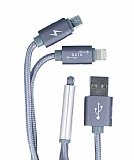 Eiroo Lightning & Micro USB Silver Data Kablosu