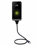 Eiroo USB Type-C Stand Özellikli Metal Kısa Siyah Data Kablosu 57cm