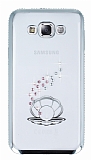 Dafoni Crystal Dream Samsung Galaxy E5 Taşlı İnci Silver Kenarlı Silikon Kılıf