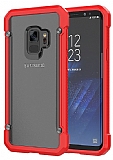 Dafoni Duro Samsung Galaxy S9 Ultra Koruma Kırmızı Kenarlı Şeffaf Kılıf