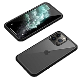 Dafoni Extra iPhone 12 Pro 360 Derece Koruma Cam Siyah Klf
