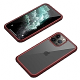 Dafoni Extra iPhone 13 Pro 360 Derece Koruma Cam Krmz Klf