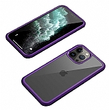 Dafoni Extra iPhone 13 Pro 360 Derece Koruma Cam Mor Kılıf