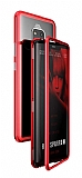 Dafoni Glass Guard Huawei Mate 20 Pro Metal Kenarlı Cam Kırmızı Kılıf