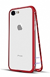 Dafoni Glass Guard iPhone 6 Plus / 6S Plus Metal Kenarlı Cam Kırmızı Kılıf