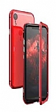 Dafoni Glass Guard iPhone XR Metal Kenarl Cam Krmz Klf