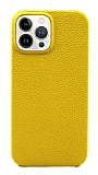 Dafoni iPhone 13 Pro Max Sarı Deri Rubber Kılıf