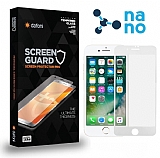 Dafoni iPhone 7 Plus / 8 Plus Full Mat Nano Premium Beyaz Ekran Koruyucu
