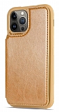 Dafoni Retro iPhone 13 Pro Cüzdanlı Kahverengi Rubber Kılıf