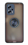 Dafoni Union Ring Xiaomi Poco X4 GT Süper Koruma Lacivert Kılıf