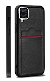 Eiroo AJ Serisi Samsung Galaxy A12 / M12 Kartlıklı Siyah Deri Kılıf
