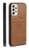 Eiroo AJ Serisi Samsung Galaxy A13 Kartlıklı Kahverengi Deri Kılıf