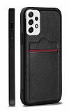 Eiroo AJ Serisi Samsung Galaxy A72 / A72 5G Kartlıklı Siyah Deri Kılıf