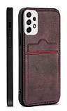 Eiroo AJ Serisi Samsung Galaxy A72 / A72 5G Kartlıklı Bordo Deri Kılıf