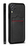 Eiroo AJ Serisi Samsung Galaxy M33 Kartlıklı Siyah Deri Kılıf