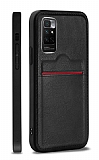 Eiroo AJ Serisi Xiaomi Redmi Note 11 Kartlıklı Siyah Deri Kılıf