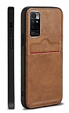 Eiroo AJ Serisi Xiaomi Redmi Note 11 Kartlıklı Kahverengi Deri Kılıf