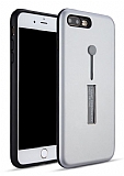 Eiroo Alloy Fit iPhone 7 Plus / 8 Plus Selfie Yüzüklü Silver Kılıf