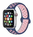 Eiroo Apple Watch 4 / Watch 5 Mavi-Pembe Spor Kordon (44 mm)