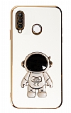 Eiroo Astronot Huawei P30 Lite Standlı Beyaz Silikon Kılıf