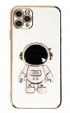 Eiroo Astronot iPhone 11 Pro Max Standl Beyaz Silikon Klf
