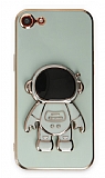 Eiroo Astronot iPhone 7 / 8 Standlı Yeşil Silikon Kılıf