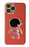 Eiroo Astronot iPhone 12 Pro Max Standlı Kırmızı Silikon Kılıf