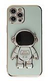 Eiroo Astronot iPhone 12 Pro Max Standlı Yeşil Silikon Kılıf