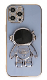 Eiroo Astronot iPhone 12 Pro Standlı Mavi Silikon Kılıf