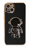 Eiroo Astronot iPhone 13 Mini Standlı Siyah Silikon Kılıf