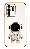 Eiroo Astronot Samsung Galaxy S20 Ultra Standl Beyaz Silikon Klf