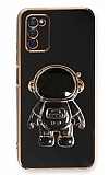 Eiroo Astronot Samsung Galaxy A03s Standl Siyah Silikon Klf