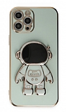 Eiroo Astronot iPhone 13 Pro Standlı Yeşil Silikon Kılıf