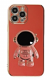 Eiroo Astronot iPhone 14 Pro Standlı Kırmızı Silikon Kılıf