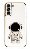 Eiroo Astronot Samsung Galaxy S21 Plus Standl Beyaz Silikon Klf