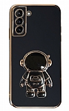 Eiroo Astronot Samsung Galaxy S21 Plus Standlı Siyah Silikon Kılıf