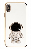Eiroo Astronot iPhone X / XS Standlı Beyaz Silikon Kılıf