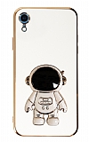 Eiroo Astronot iPhone XR Standl Beyaz Silikon Klf