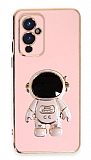 Eiroo Astronot OnePlus 9 Standl Pembe Silikon Klf