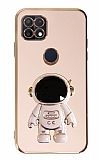Eiroo Astronot Oppo A15 / A15s Standl Pembe Silikon Klf