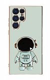 Eiroo Astronot Samsung Galaxy S22 Ultra 5G Standl Yeil Silikon Klf
