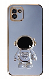 Eiroo Astronot Samsung Galaxy A03 Standlı Mavi Silikon Kılıf
