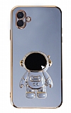 Eiroo Astronot Samsung Galaxy A04 Standlı Mavi Silikon Kılıf