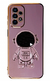 Eiroo Astronot Samsung Galaxy A23 Standlı Mor Silikon Kılıf